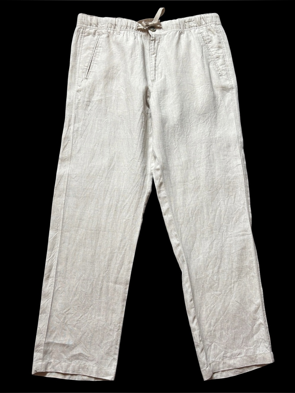 Tasso Elba 100% Linen Lightweight Drawstring Pants in Cream. Size Large
